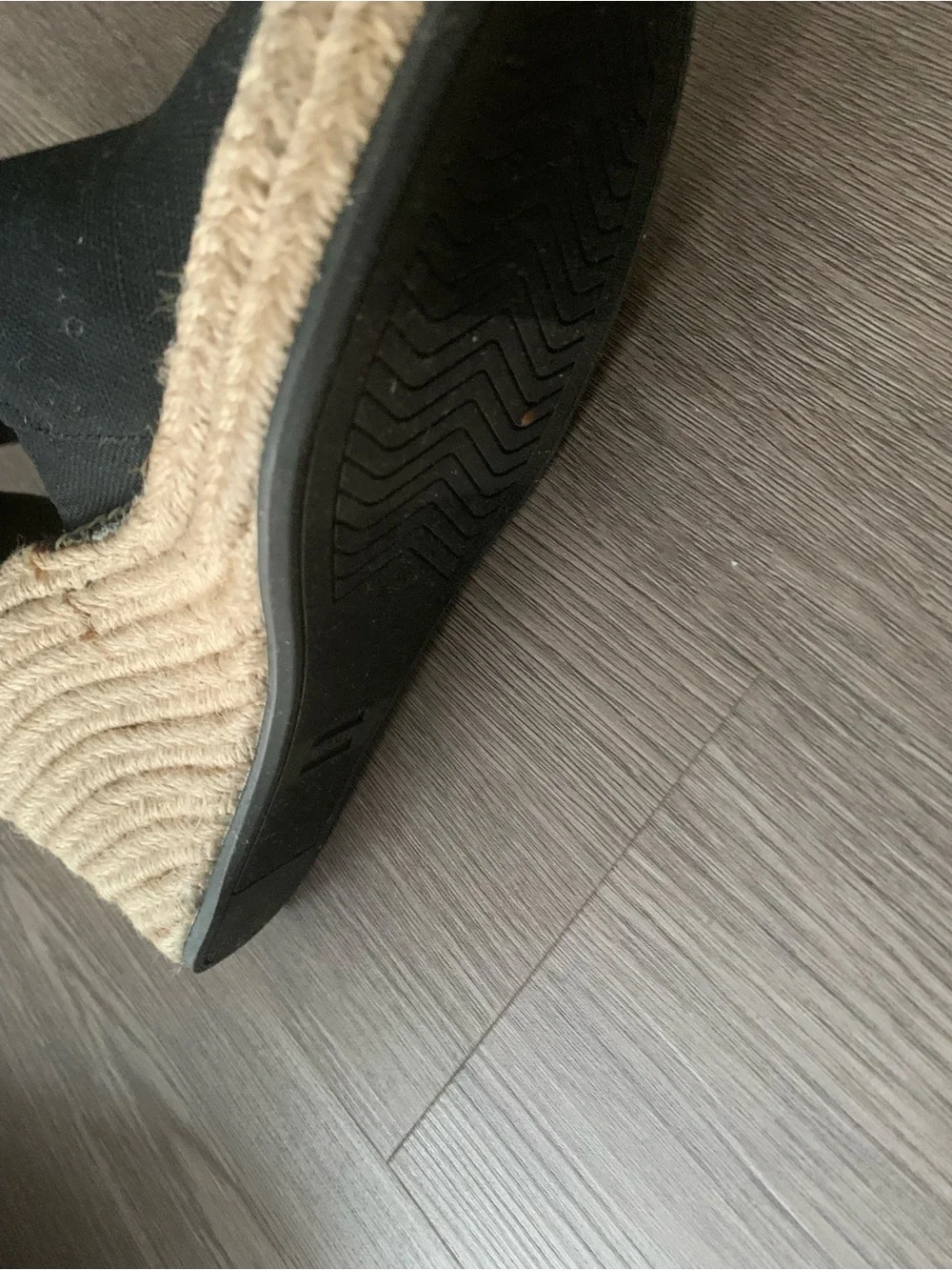 TOMS Black Canvas Espadrille Wedge Sandals with Ankle Strap